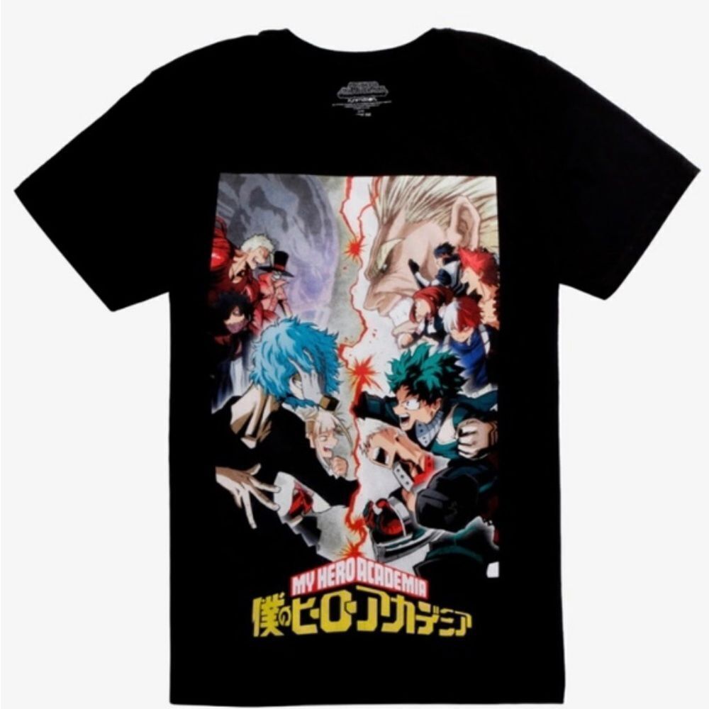 NEW My Hero Academia Split Heroes and Villains manga Graphic T shirt XL